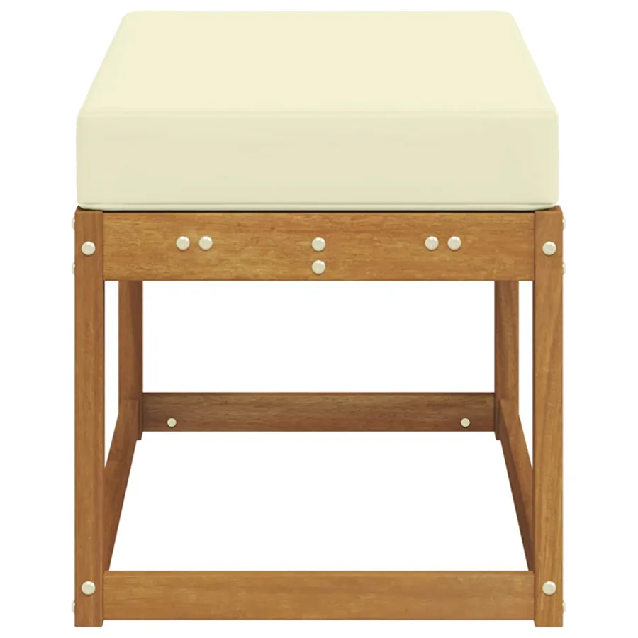 Banc de jardin avec coussin Naturel et Crème 79 x 43 x 37 cm - 4