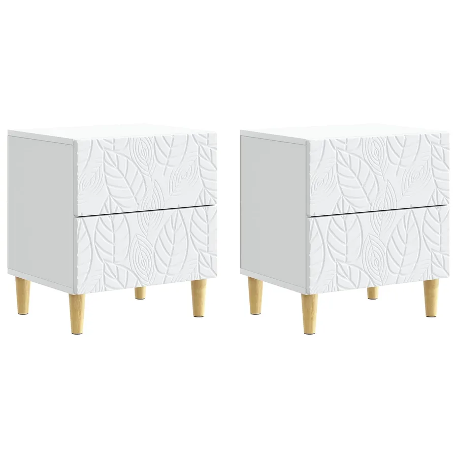 Table de chevet 2 pcs Blanc 43 x 34,5 x 48 cm Bois d'ingénierie - 2