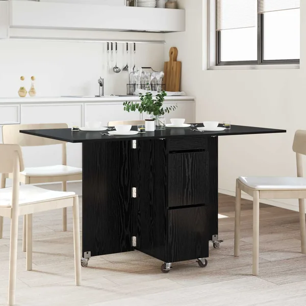 Table à dîner 140 x 80 x 77 cm Bois d'ingénierie Chêne noir