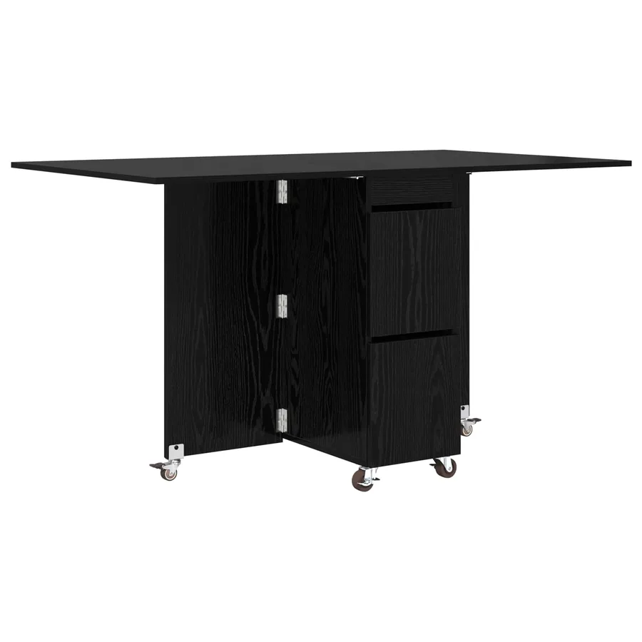 Table à dîner 140 x 80 x 77 cm Bois d'ingénierie Chêne noir - 2
