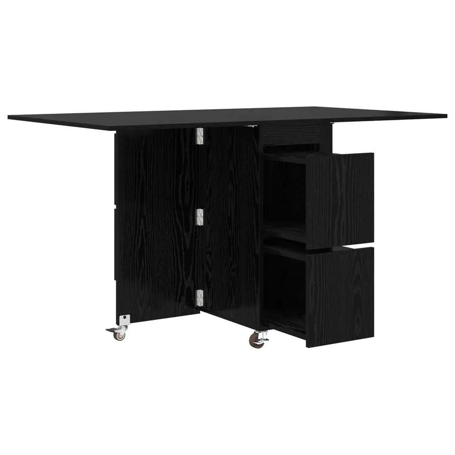 Table à dîner 140 x 80 x 77 cm Bois d'ingénierie Chêne noir - 5