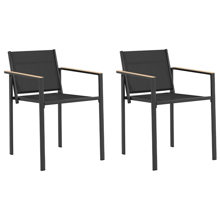 Chaises de jardin 2 pcs Noir et anthracite 53,5 x 59 x 77 cm - 2