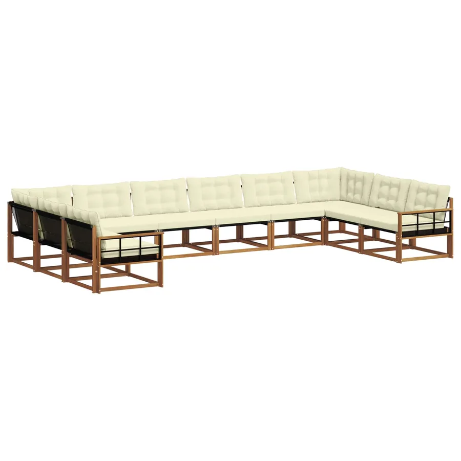 Ensemble de canapés d'extérieur 10 pcs Naturel et Crème - 2