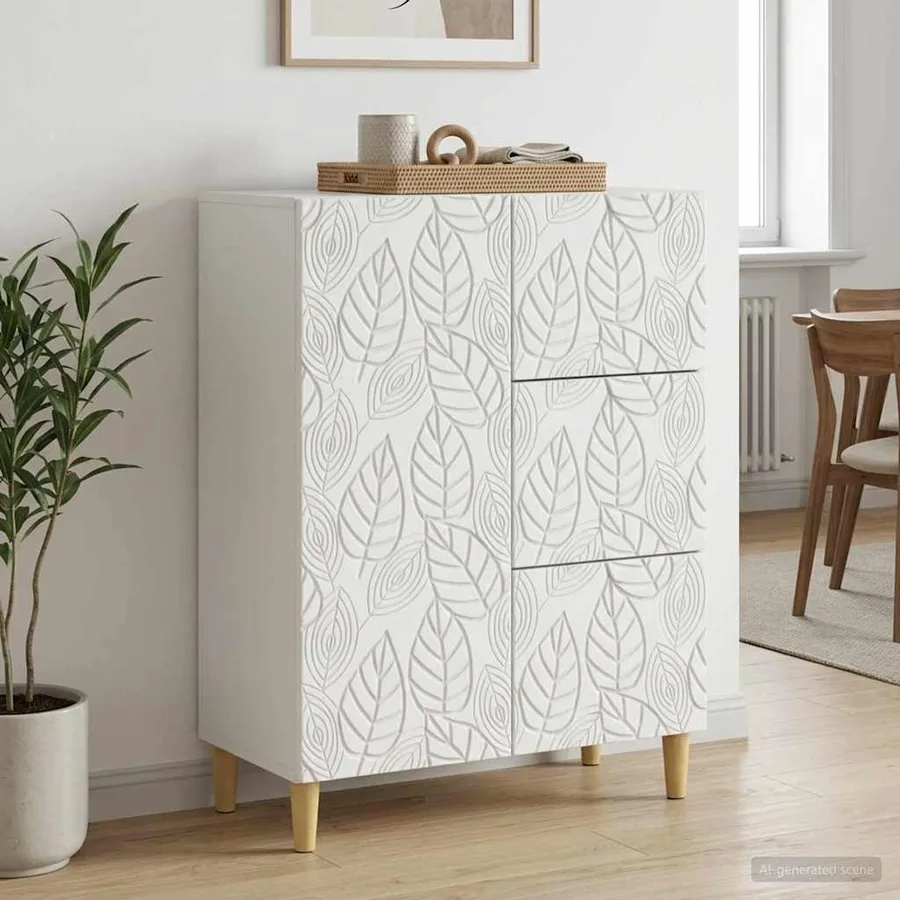 Buffet Blanc 66 x 34,5 x 90 cm Bois d'ingénierie - 3