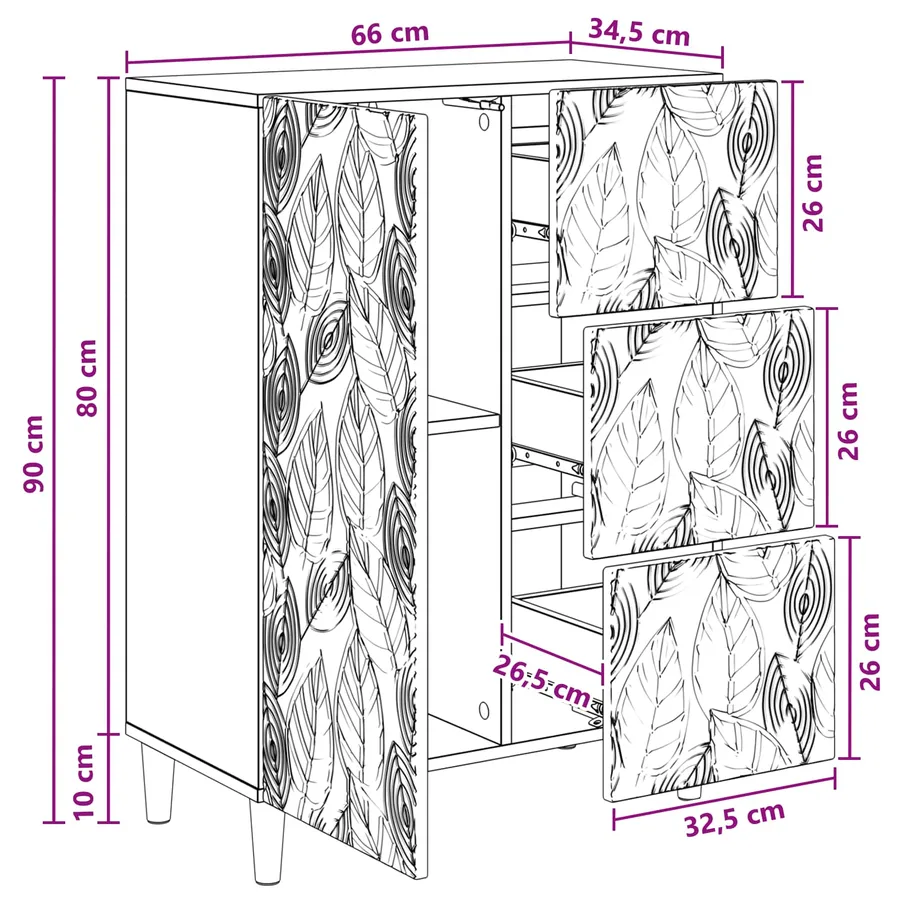 Buffet Blanc 66 x 34,5 x 90 cm Bois d'ingénierie - 8
