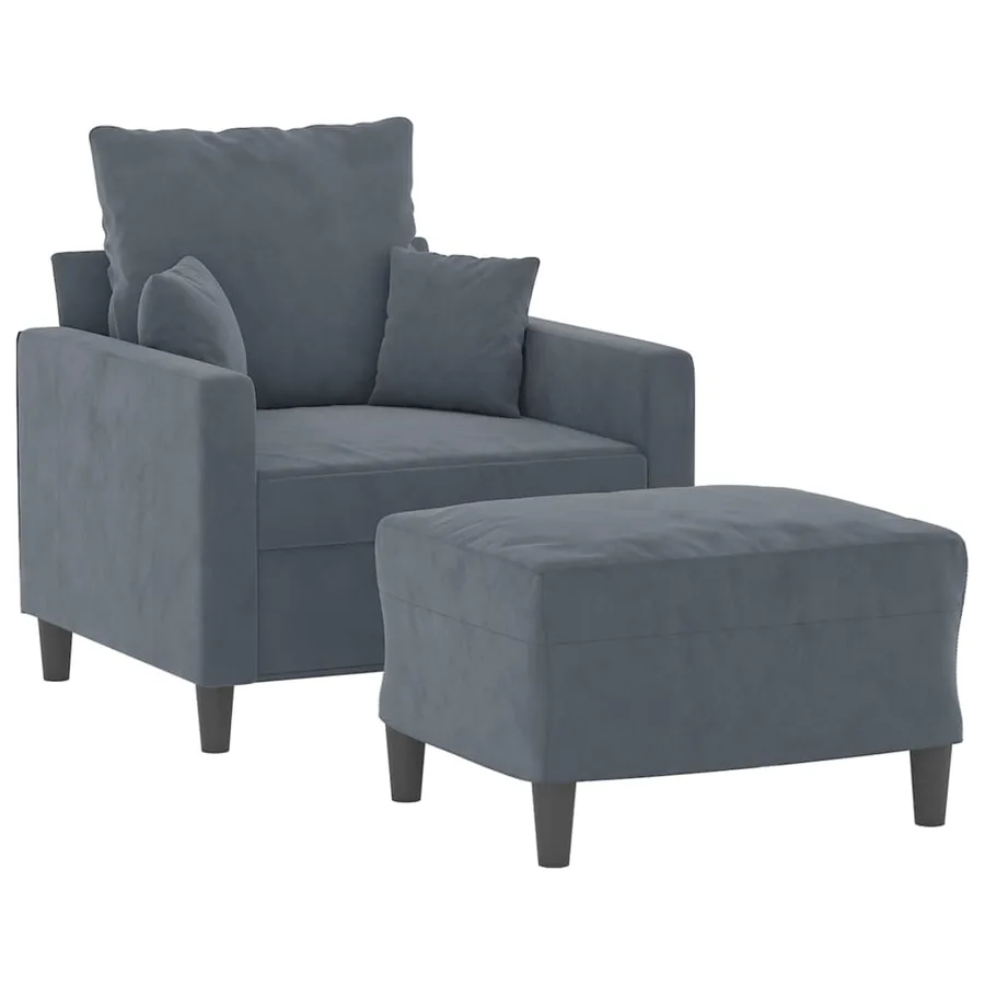 Fauteuil avec repose-pied Gris foncé 60 cm Velours - 3