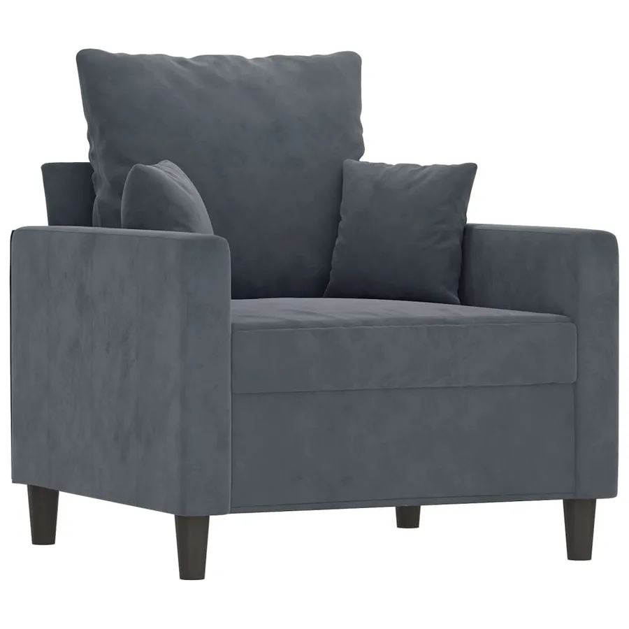 Fauteuil avec repose-pied Gris foncé 60 cm Velours - 4