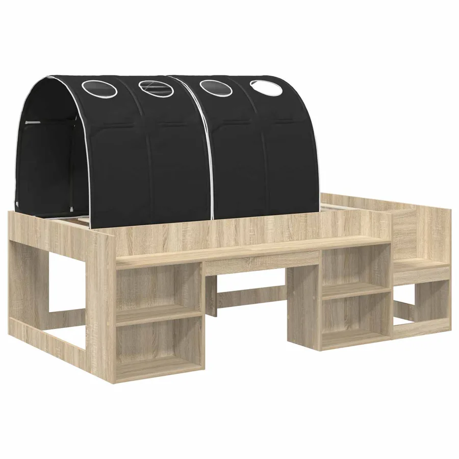 Lit haut pour enfants avec rangement 3 pc Chêne Sonoma et noir - 3