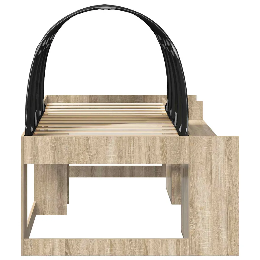 Lit haut pour enfants avec rangement 3 pc Chêne Sonoma et noir - 7