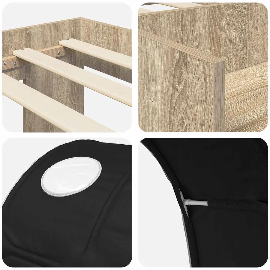 Lit haut pour enfants avec rangement 3 pc Chêne Sonoma et noir - 9