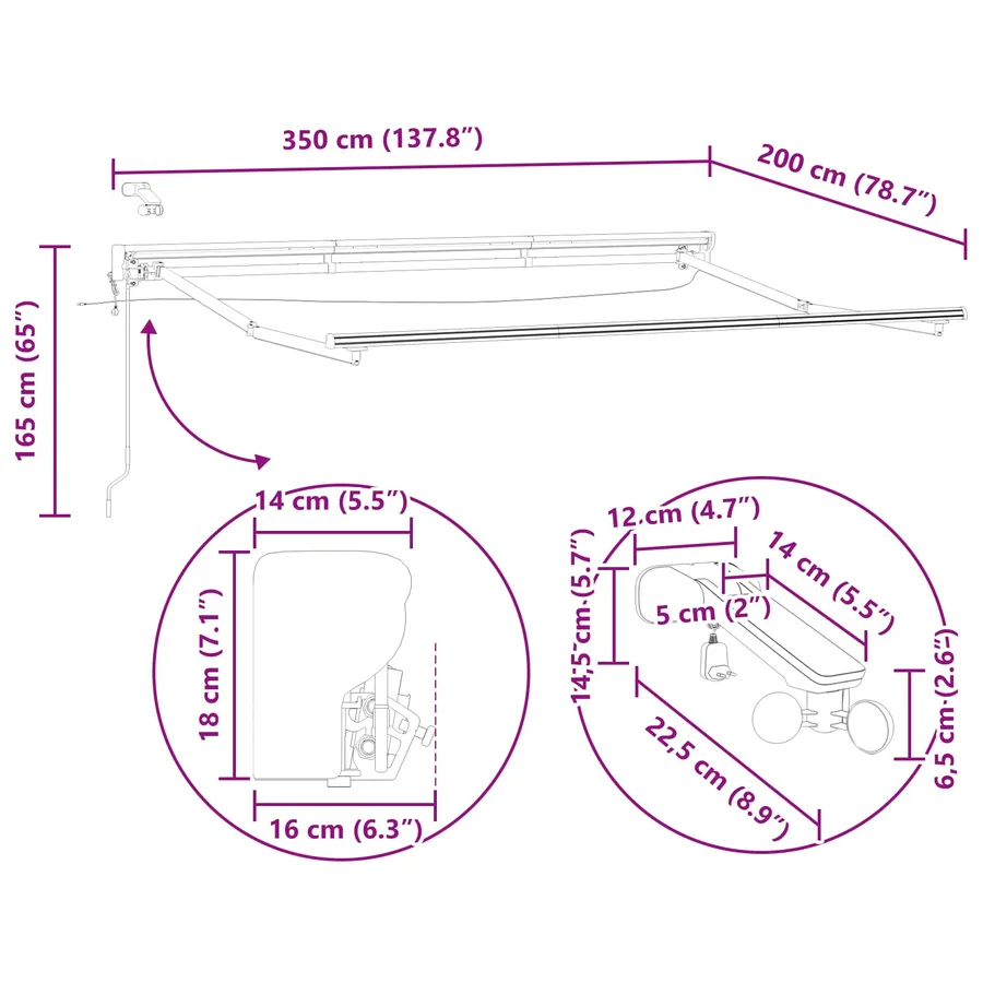 Auvent rétractable électrique 3,5 x 2 m - 15