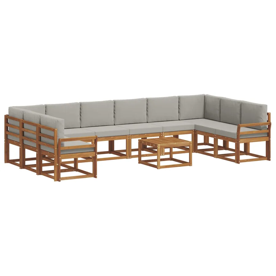 Ensemble de canapés d'extérieur 11 pcs Gris Naturel et Clair - 2