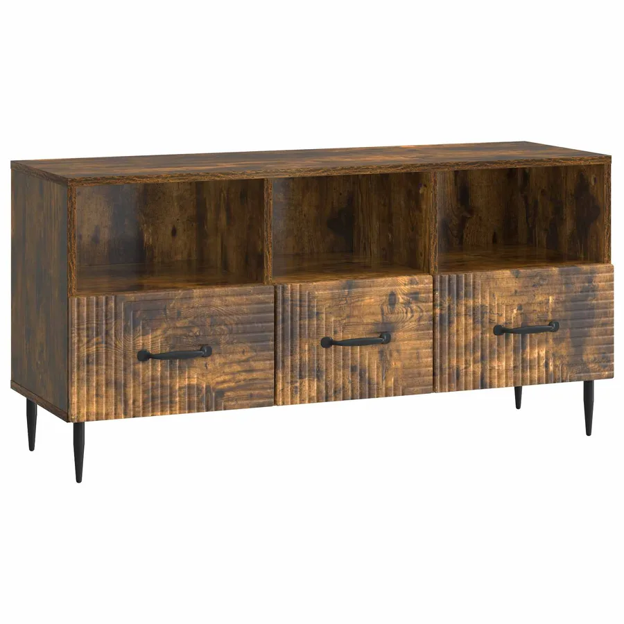 Meuble TV Chêne fumé 102 x 34,5 x 50 cm Bois d'ingénierie - 2