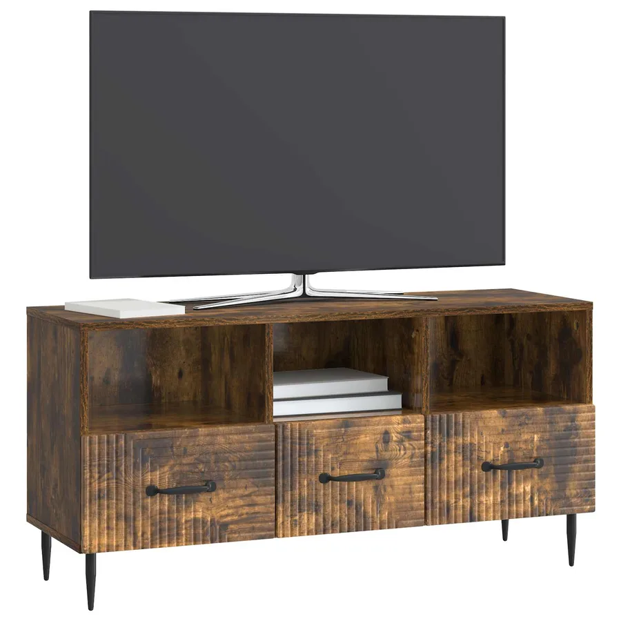 Meuble TV Chêne fumé 102 x 34,5 x 50 cm Bois d'ingénierie - 3