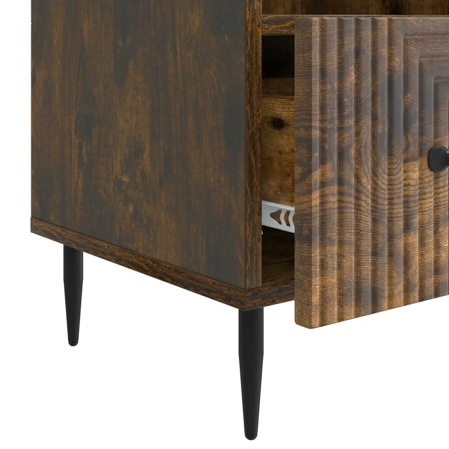 Meuble TV Chêne fumé 102 x 34,5 x 50 cm Bois d'ingénierie - 9
