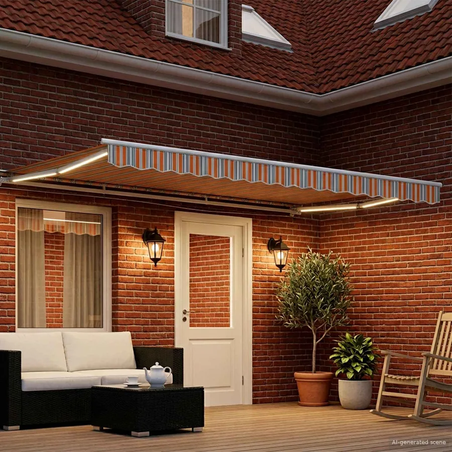 Auvent rétractable électrique Bleu, Orange, Blanc 4,5 × 3 m - 3