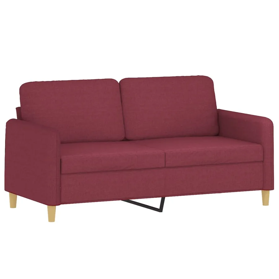 Ensemble de canapés 2 pcs avec coussins Rouge bordeaux Tissu - 4