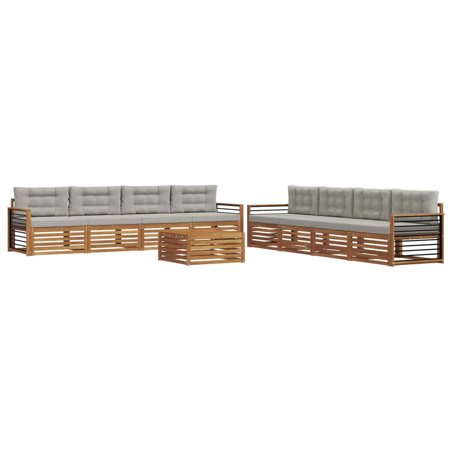 Ensemble de canapés d'extérieur 9 pcs Gris Naturel et Clair - 2