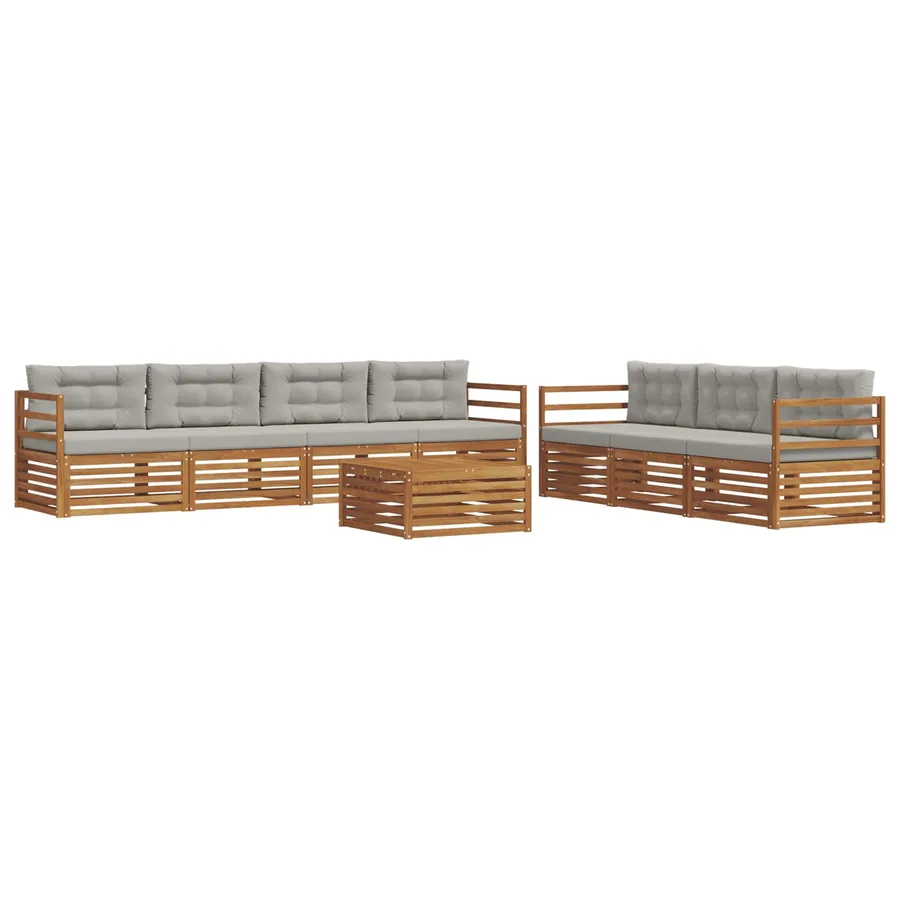 Ensemble de canapés d'extérieur 8 pcs Gris Naturel et Clair - 2