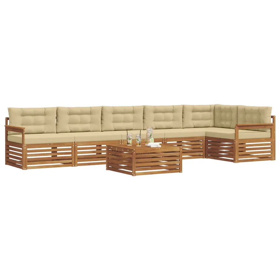 Ensemble de canapés d'extérieur 7 pcs Naturel et Beige - 3