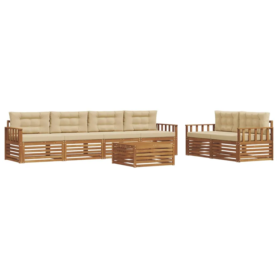 Ensemble de canapés d'extérieur 7 pcs Naturel et Beige - 2