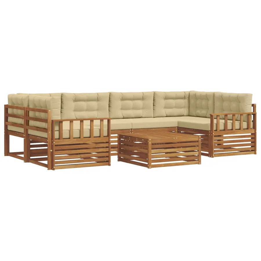 Ensemble de canapés d'extérieur 7 pcs Naturel et Beige - 2