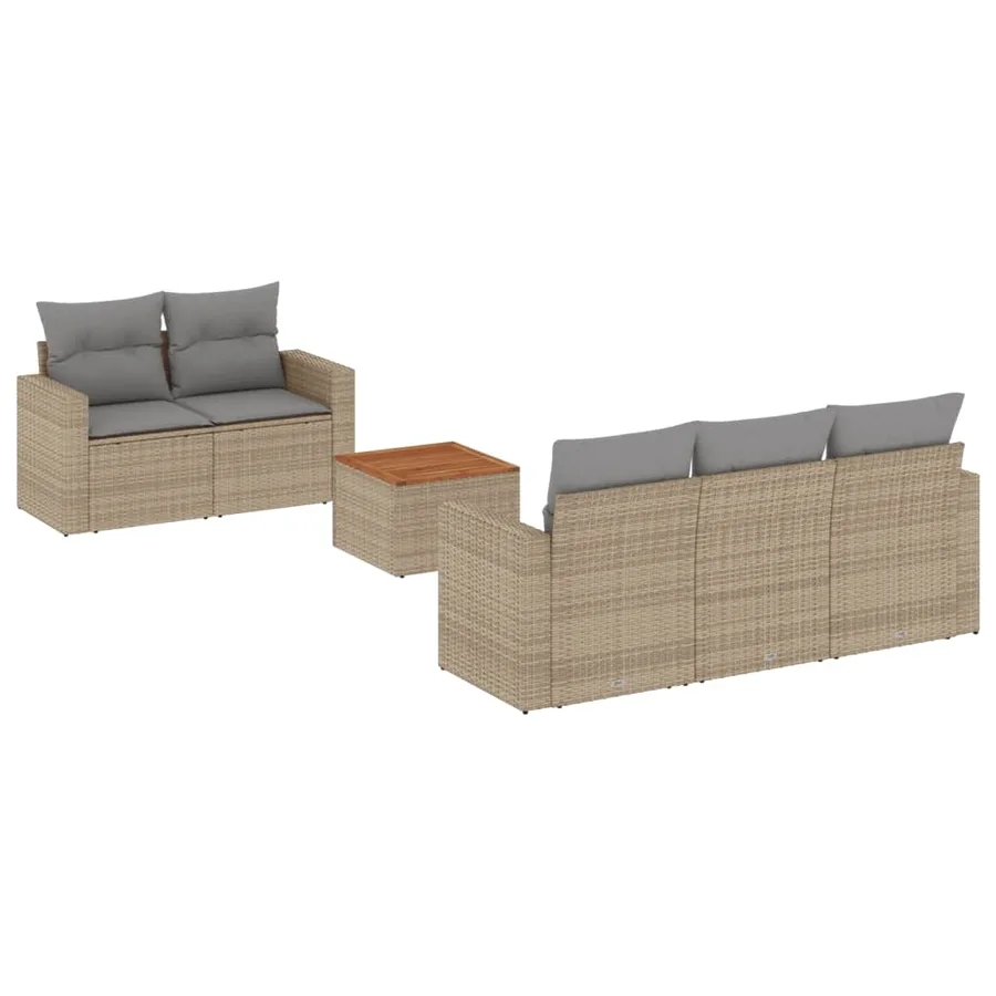 Salon de jardin avec coussins 6pcs mélange beige résine tressée - 2