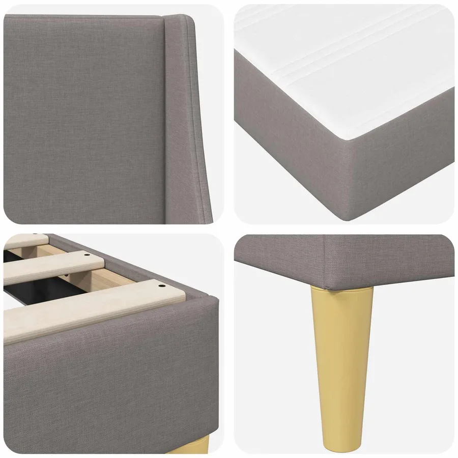 Cadre de lit avec matelas Taupe 80x 200 cm Polyester - 9