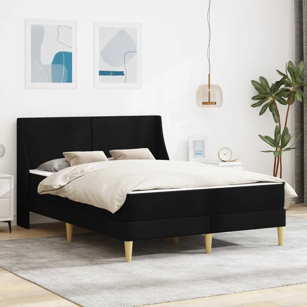 Cadre de lit avec matelas Noir 120 x 190 cm Polyester