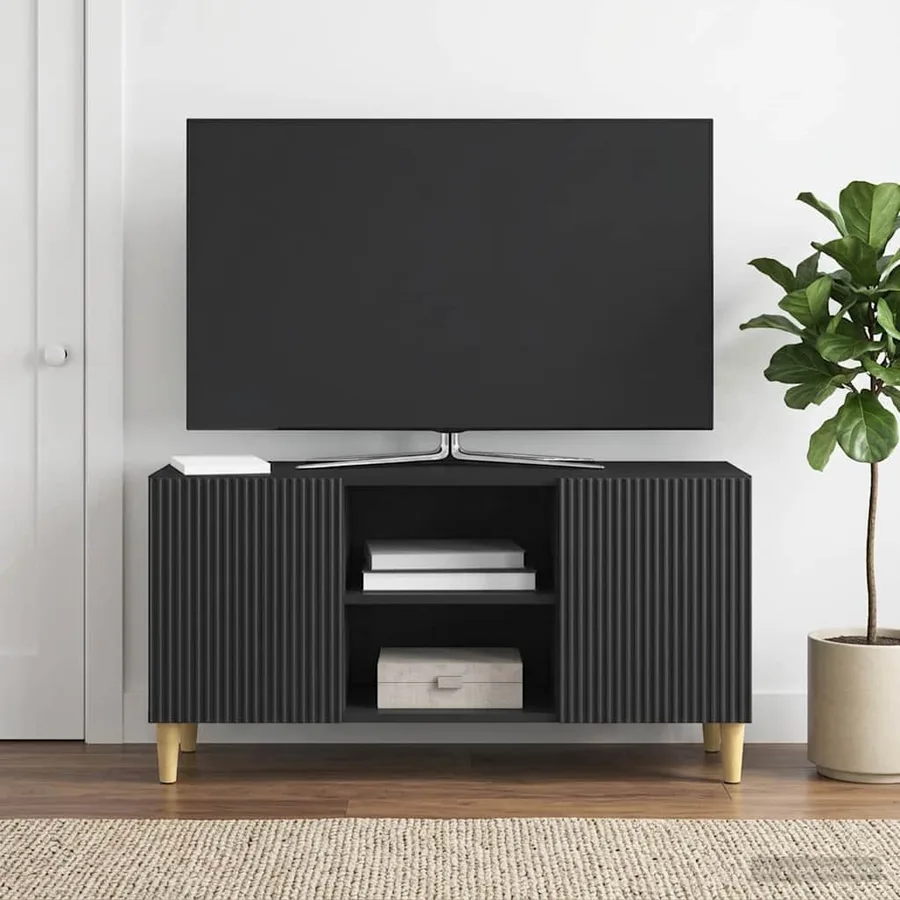 Meuble TV Noir 102 x 34,5 x 50 cm Bois d'ingénierie - 4