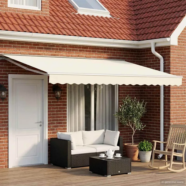 Auvent rétractable électrique Crème et Blanc 4 x 2 m