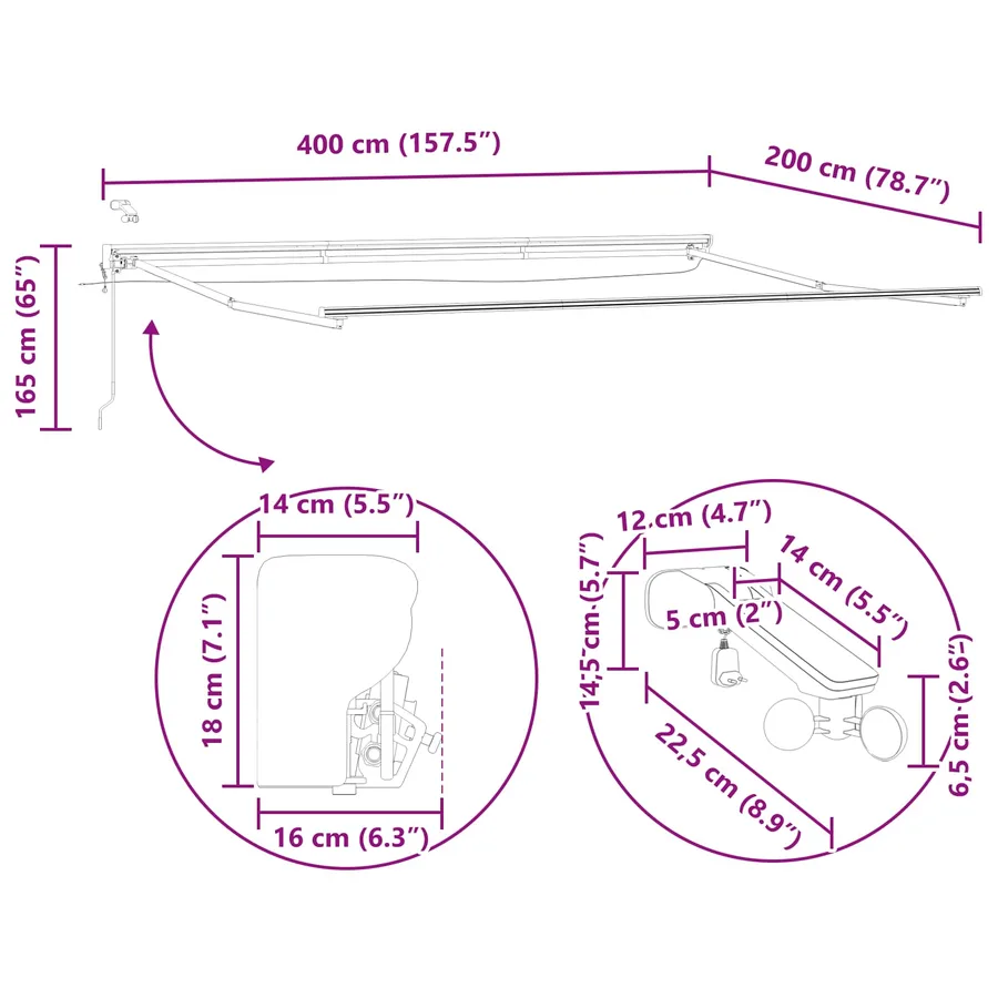 Auvent rétractable électrique Crème et Blanc 4 x 2 m - 15