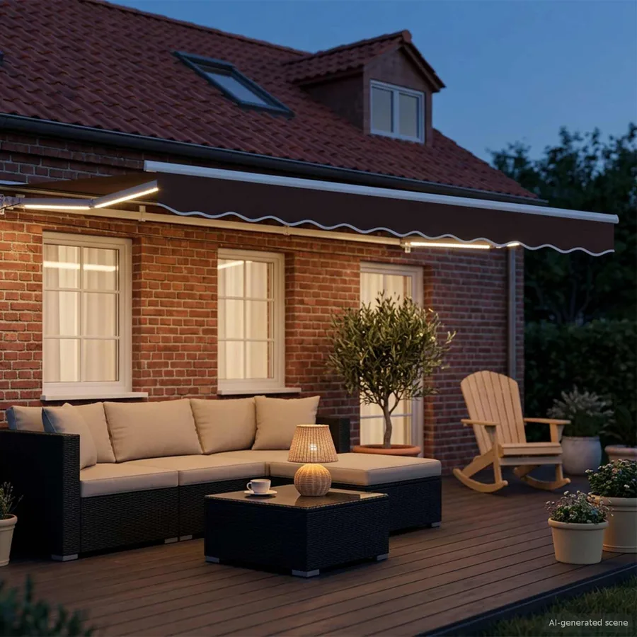 Auvent rétractable électrique Marron et blanc 3,5 x 2 m - 3
