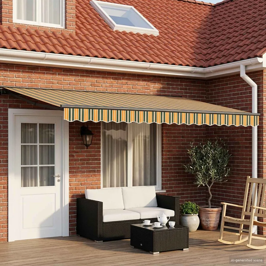 Auvent rétractable électrique Vert, Jaune, Anthracite 4,5 × 3 m