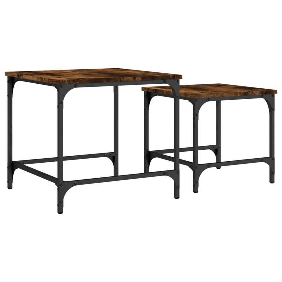 Tables basses gigognes 2 pcs chêne fumé bois d'ingénierie - 2