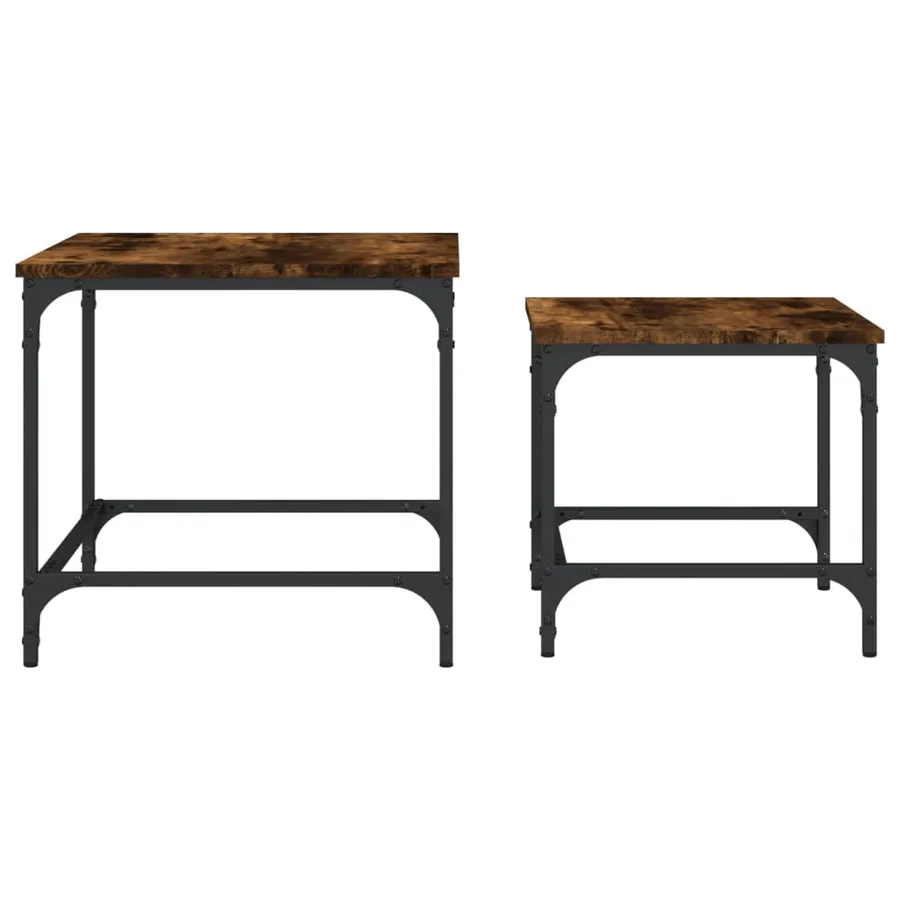 Tables basses gigognes 2 pcs chêne fumé bois d'ingénierie - 5