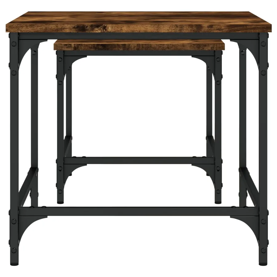 Tables basses gigognes 2 pcs chêne fumé bois d'ingénierie - 6