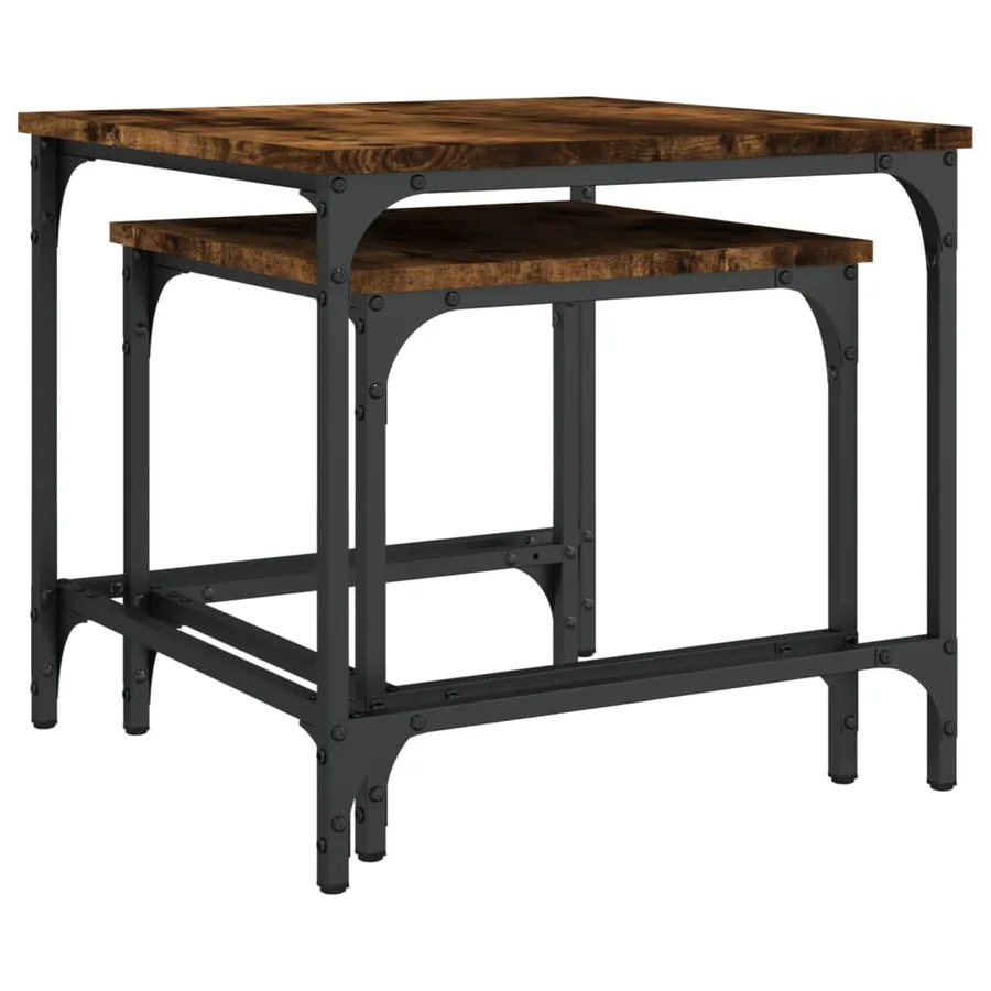 Tables basses gigognes 2 pcs chêne fumé bois d'ingénierie - 8
