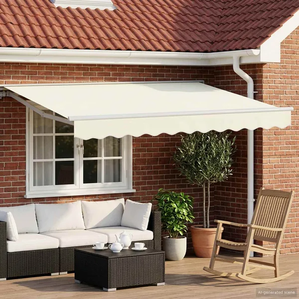 Auvent rétractable électrique Crème et Blanc 3,5 x 2 m