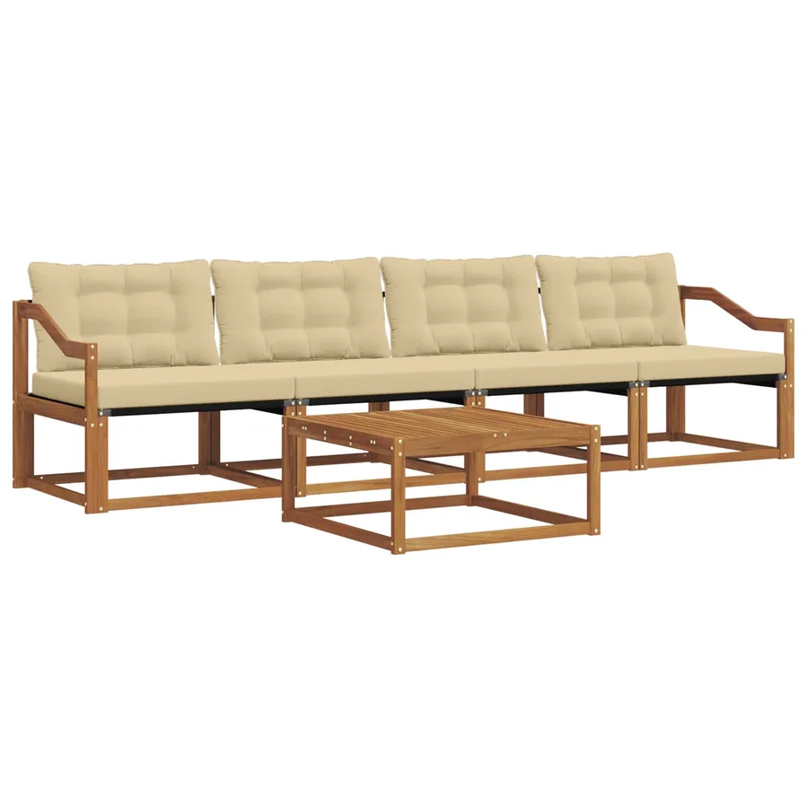 Ensemble de canapés d'extérieur 5 pcs Naturel et Beige - 2