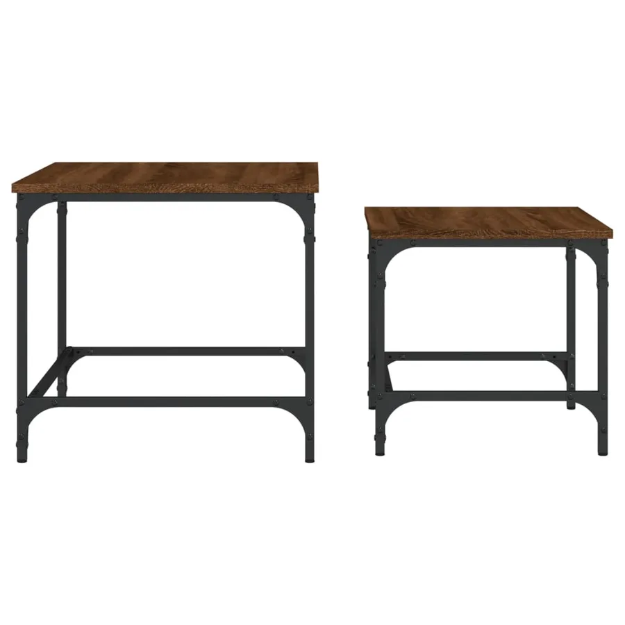 Tables basses gigognes 2 pcs chêne marron bois d'ingénierie - 5