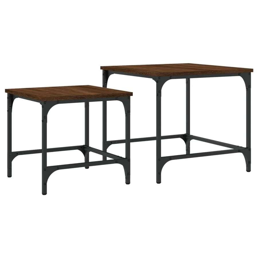 Tables basses gigognes 2 pcs chêne marron bois d'ingénierie - 7