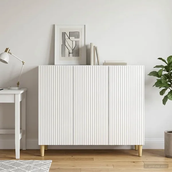Buffet Blanc brillant 89 x 34,5 x 80 cm Bois d'ingénierie