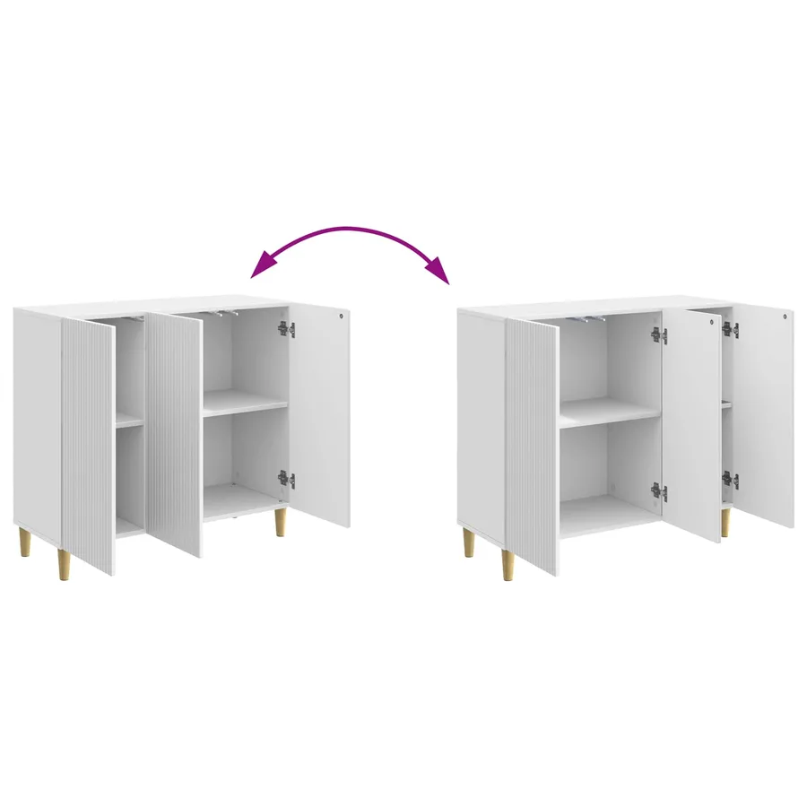 Buffet Blanc brillant 89 x 34,5 x 80 cm Bois d'ingénierie - 11