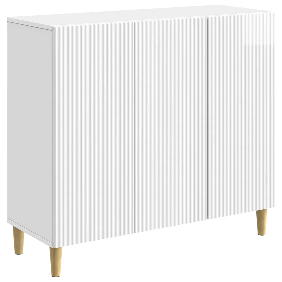 Buffet Blanc brillant 89 x 34,5 x 80 cm Bois d'ingénierie - 2
