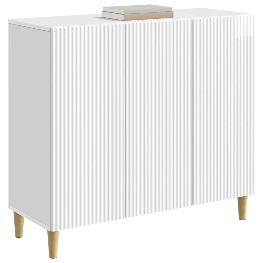Buffet Blanc brillant 89 x 34,5 x 80 cm Bois d'ingénierie - 3