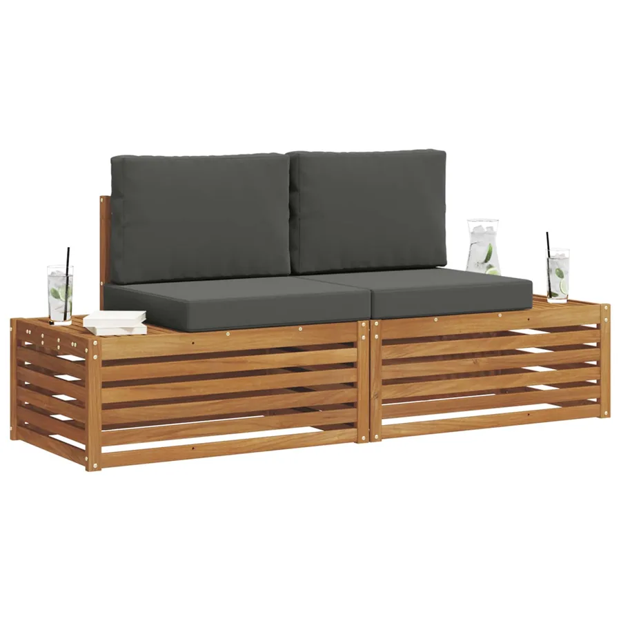 Ensemble de canapés d'extérieur 2 Pièce Naturel et Anthracite - 3