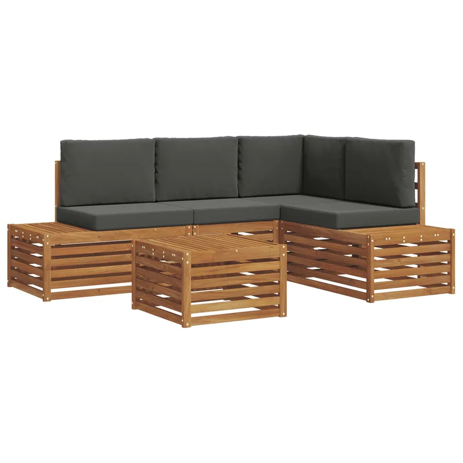 Ensemble de canapés d'extérieur Naturel et Anthracite - 2