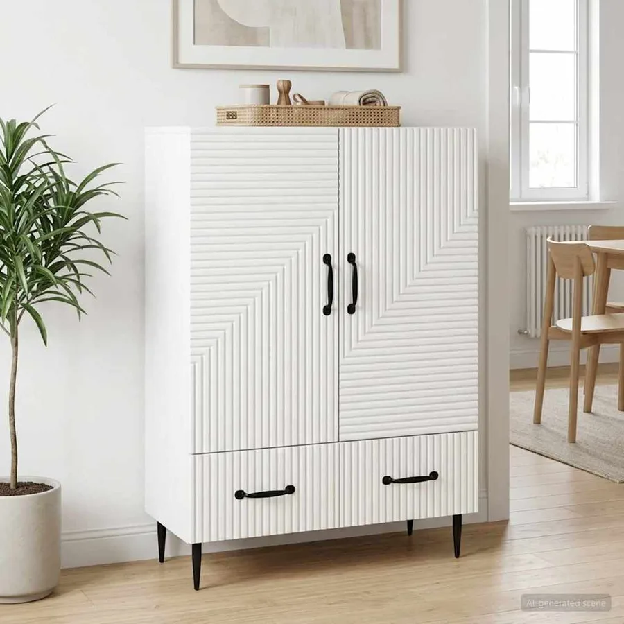 Buffet Blanc 66 x 34,5 x 95 cm Bois d'ingénierie - 3