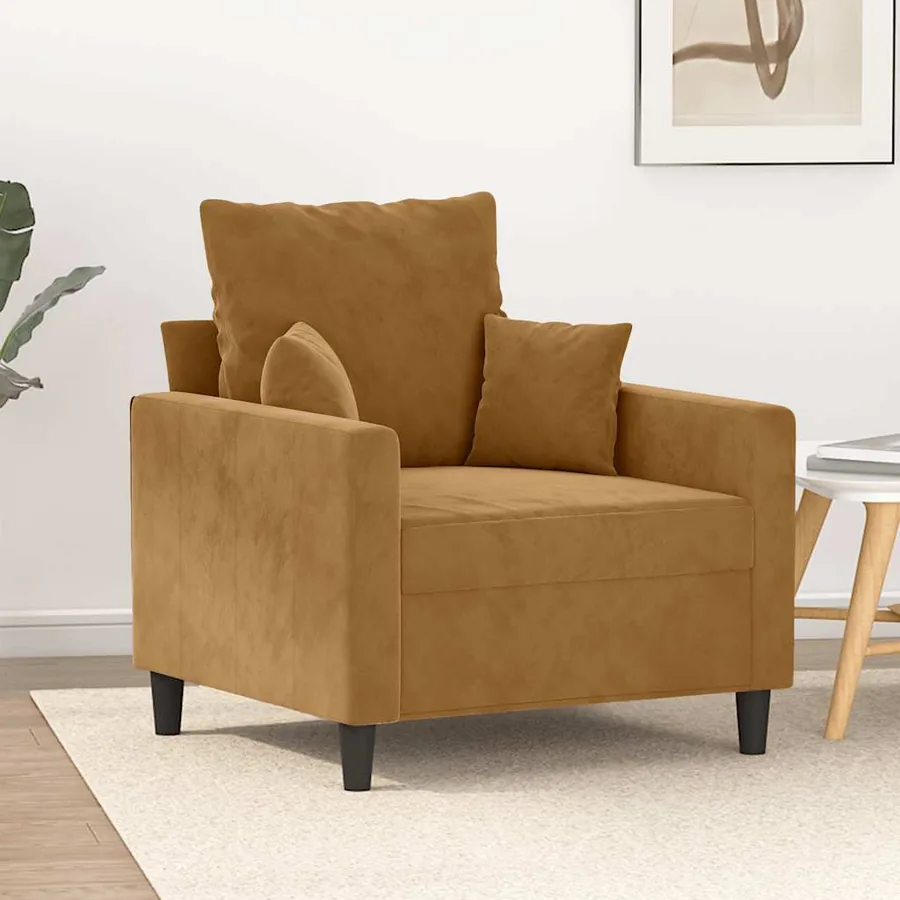 Fauteuil Marron 60 cm Velours